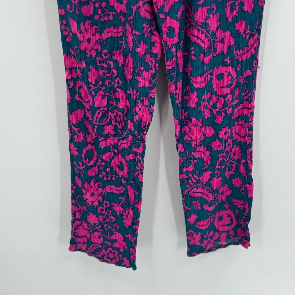 Boden Bembridge Floral Tapered Cropped Pants Pink Teal Drawstring Women’s 6R - Picture 4 of 8